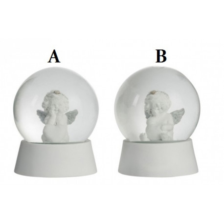 Boule à Neige Ange résine blanc et argent Boule à Neige Ange résine blanc et argent