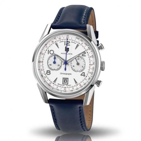 Montre Homme Himalaya 40 mm Chronographe Cuir Bleu LIP Montre Homme Himalaya 40 mm Chronographe Cuir Bleu LIP