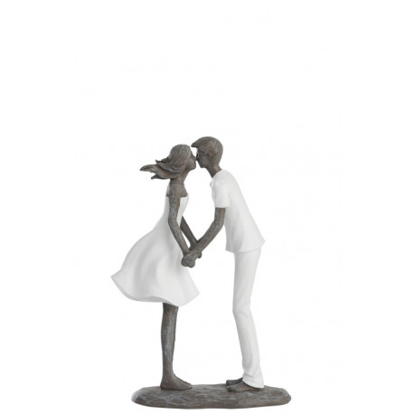 Statuette Bisous d'amoureux en résine blanc et gris Statuette Bisous d'amoureux en résine blanc et gris