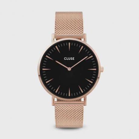 Montre Femme La Bohème Rosée Bracelet Milanais Fond Noir Cluse Montre Femme La Bohème Rosée Bracelet Milanais Fond Noir Cluse