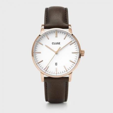 Montre Homme Aravis Rosée Cuir Marron Fond Blanc Cluse