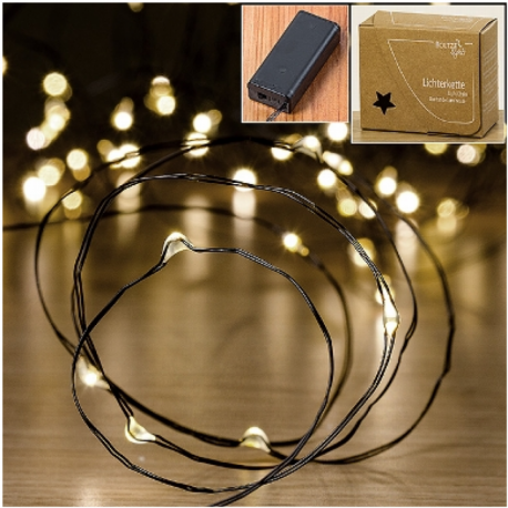 Guirlande lumineuse 20 micro LED à piles plastique noir Guirlande lumineuse 20 micro LED à piles plastique noir