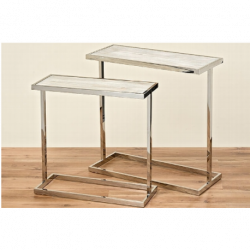 Table rectangulaire en bois et métal argenté Vasco