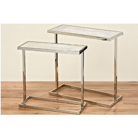 Table rectangulaire en bois et métal argenté Vasco Table rectangulaire en bois et métal argenté Vasco