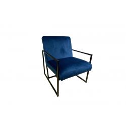 Fauteuil géométrique velours bleu nuit