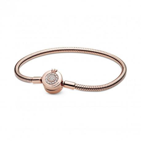 Pandora — Bracelet Maille Serpent O Couronné Scintillant — T.17