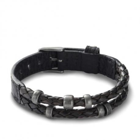 Bracelet Homme Casual Cuir Noir Fossil Bracelet Homme Casual Cuir Noir Fossil