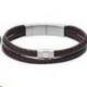 Bracelet Homme Casual en Cuir Brun Multi-liens Fossil