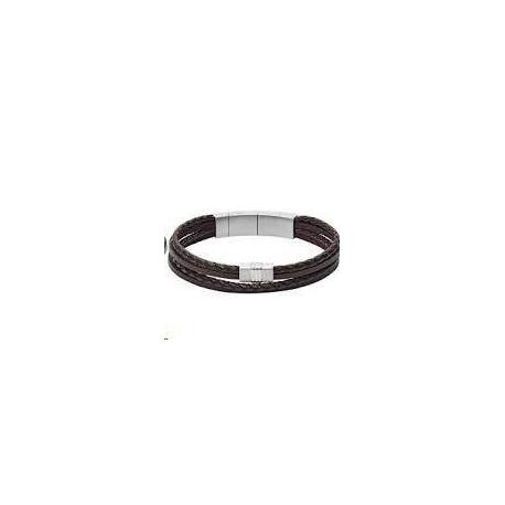 Bracelet Homme Casual en Cuir Brun Multi-liens Fossil Bracelet Homme Casual en Cuir Brun Multi-liens Fossil