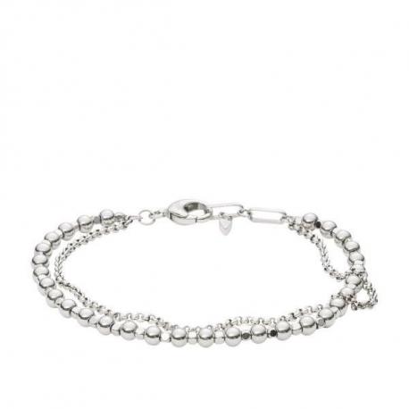 Bracelet Femme Couleur Argent Double Chaîne effet Perlé Fossil Bracelet Femme Couleur Argent Double Chaîne effet Perlé Fossil