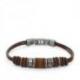 Bracelet Homme Vintage Casual en Cuir Marron et Acier Fossil