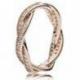 Bague Anneau Lignes Entrelacees Scintillantes Couleur Rose et Pierres Oxydes de zirconium Taille 52