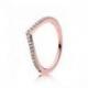 Bague Chevron Scintillante Couleur Rose et Pierres Oxydes de zirconium Taille 58