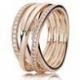 Bague Lignes Brillantes et Scintillantes Couleur Rose et Pierres Oxydes de zirconium Taille 56
