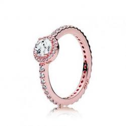 Bague Elegance Classique Couleur Rose et Pierres Oxydes de zirconium Taille 52