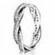 Bague Anneau Tressee Couleur Argent et Pierres Oxydes de zirconium Taille 58