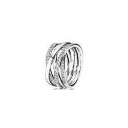 Bague Lignes Brillantes et Scintillantes Couleur Argent et Pierres Oxydes de zirconium Taille 50