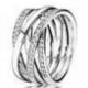 Bague Lignes Brillantes et Scintillantes Couleur Argent et Pierres Oxydes de zirconium Taille 52