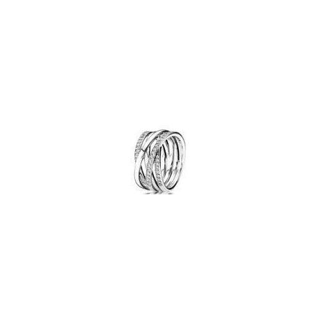 Pandora — Bague Scintillante & Lignes Polies Argent Massif — T.52