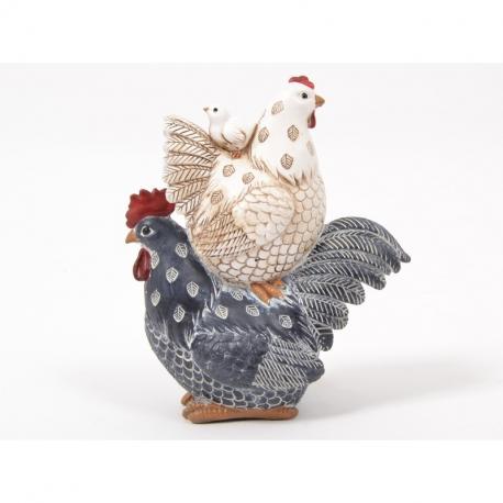 Statuette coq , poule ,poussin Cottage