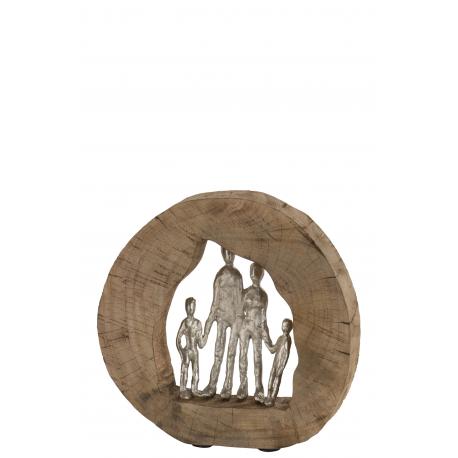 Statuette cercle familial en bois et alu