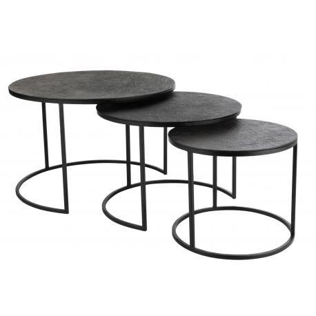 Table Gigogne texture jute aluminium noir