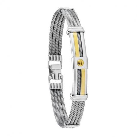 Bracelet Homme Acier et Or 18 Ca JOURDAN