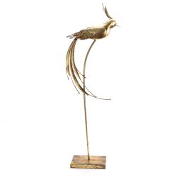 Statuette oiseau en métal dorée H82 cm