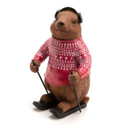 Statuette Marmotte sur skis