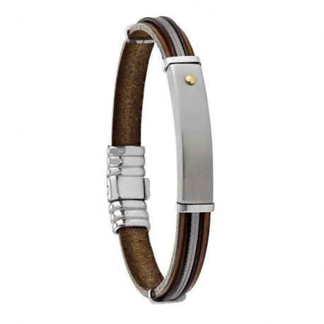 Bracelet Homme Cuir, Acier et Cable JOURDAN Bracelet Homme Cuir, Acier et Cable JOURDAN