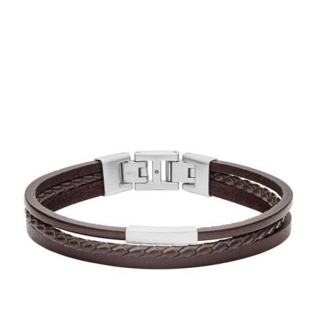 Bracelet Casual Homme en Cuir Couleur Marron Multi-liens Fossil Bracelet Casual Homme en Cuir Couleur Marron Multi-liens Fossil