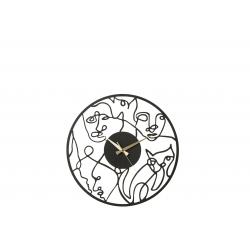 Horloge Visages en métal noir