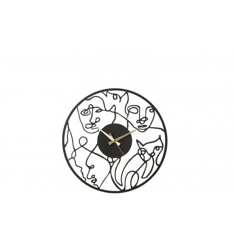 Horloge Visages en métal noir