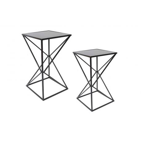 Sellettes noir et verre fumé croisillon Sellettes noir et verre fumé croisillon