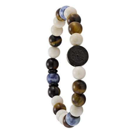 Bracelet Homme Japse Blanc et Œil de Tigre JOURDAN Bracelet Homme Japse Blanc et Œil de Tigre JOURDAN