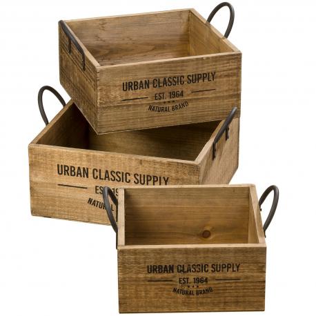 Caisse de rangement en bois et métal Supply