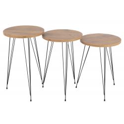 Tables d'appoint ronde bois et métal