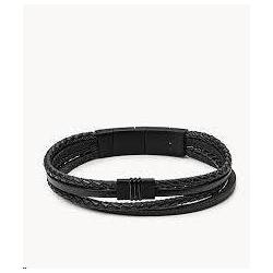 Bracelet Homme Casual Cuir Noir Multi-liens Fossil