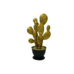 Statuette cactus en métal doré