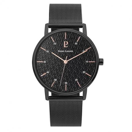 Montre Homme PIERRE LANNIER, Cityline Acier Milanais Noir Montre Homme PIERRE LANNIER, Cityline Acier Milanais Noir