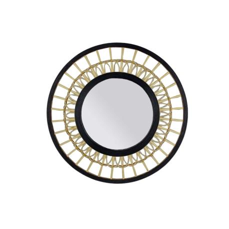 Miroir Rotin Noir et naturel Boho