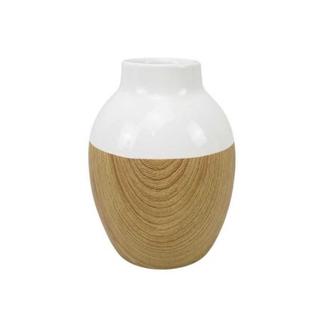 Vase en céramique blanc et bois Boho Vase en céramique blanc et bois Boho