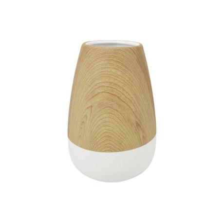 Grand vase céramique blanc et bois Boho