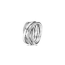 Bague Lignes Brillantes et Scintillantes Couleur Argent et Pierres Oxydes de zirconium Taille 54