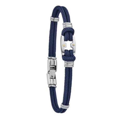 Bracelet Homme Cordon Bleu et Acier Taille 21 cm JOURDAN Bracelet Homme Cordon Bleu et Acier Taille 21 cm JOURDAN