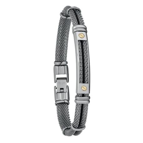 Bracelet Homme Acier et Détail Or 18 Carats JOURDAN Bracelet Homme Acier et Détail Or 18 Carats JOURDAN