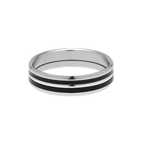Bague Homme Acier Noir et Argenté JOURDAN Bague Homme Acier Noir et Argenté JOURDAN