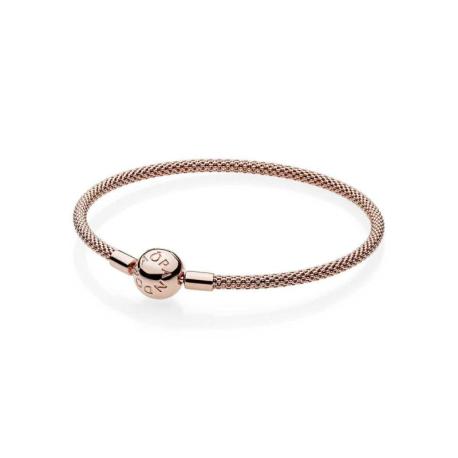 Bracelet JONC Maille Tiss?e Mesh Fermoir Rond Couleur ROSE PANDORA MOMENTS Taille 21 Bracelet JONC Maille Tiss?e Mesh Fermoir Rond Couleur ROSE PANDORA MOMENTS Taille 21