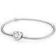 Bracelet Maille Serpent Fermoir Coeur Scintillant Couleur ARGENT PANDORA MOMENTS Taille 20