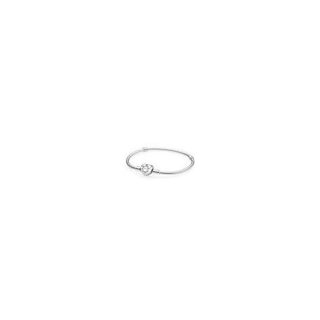 Bracelet Maille Serpent Fermoir Coeur Scintillant Couleur ARGENT PANDORA MOMENTS Taille 20